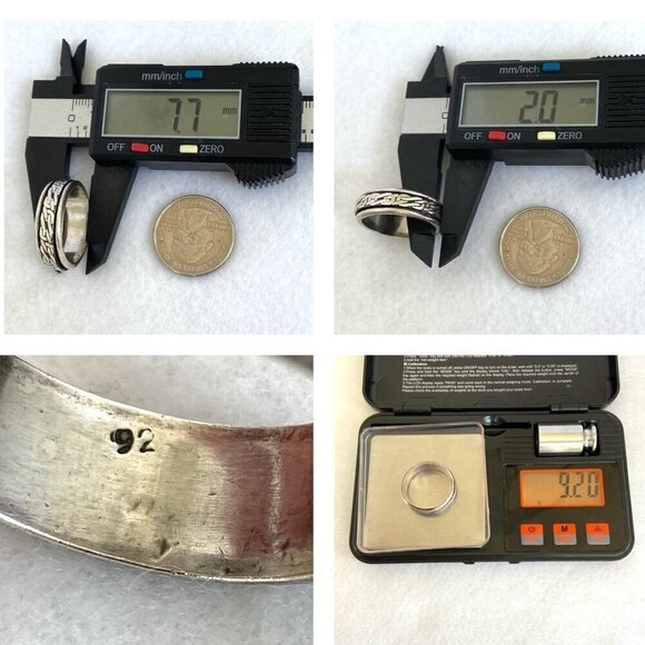 Sterling Silver 925 Chunky Sailors Knot Unisex 8MM Spinner Band Ring Sz 11.5 - Picture 10 of 15